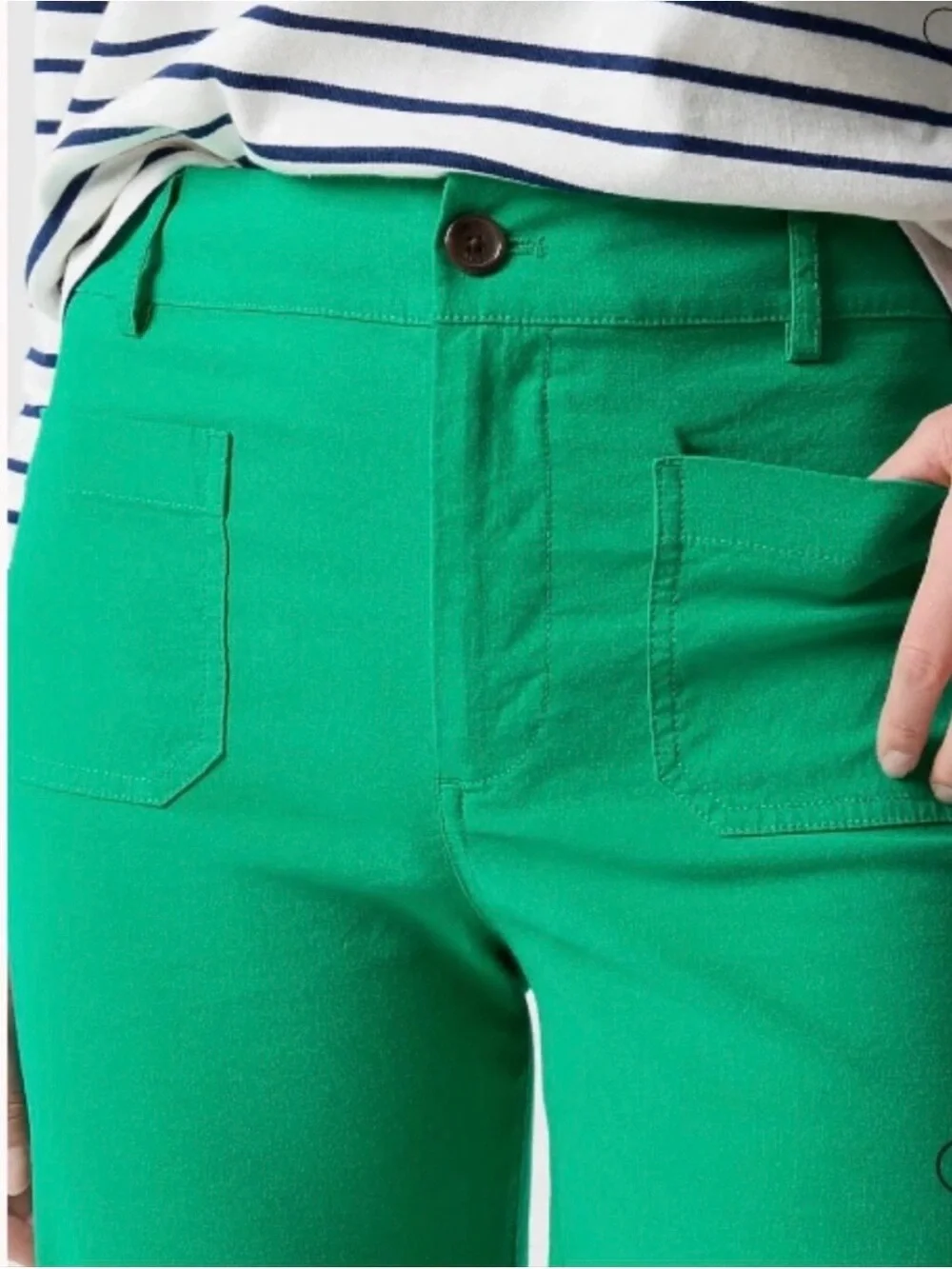J.Crew Lizzie High Rise Patch Pocket Wide Leg Pant Emerald Berry Size 29 NWT